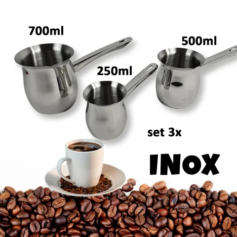 Set od 3x posude za kuhanje kave - inox G467