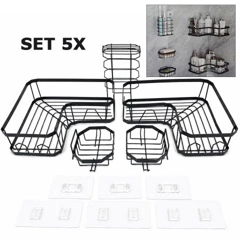 Set 5x metalnih polica za kupaonu