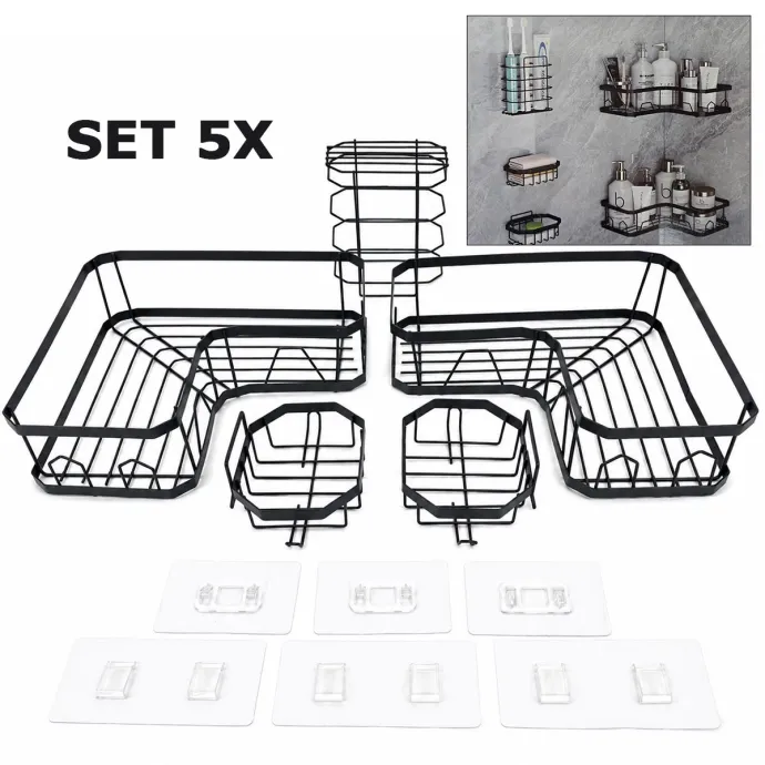 Set 5x metalnih polica za kupaonu